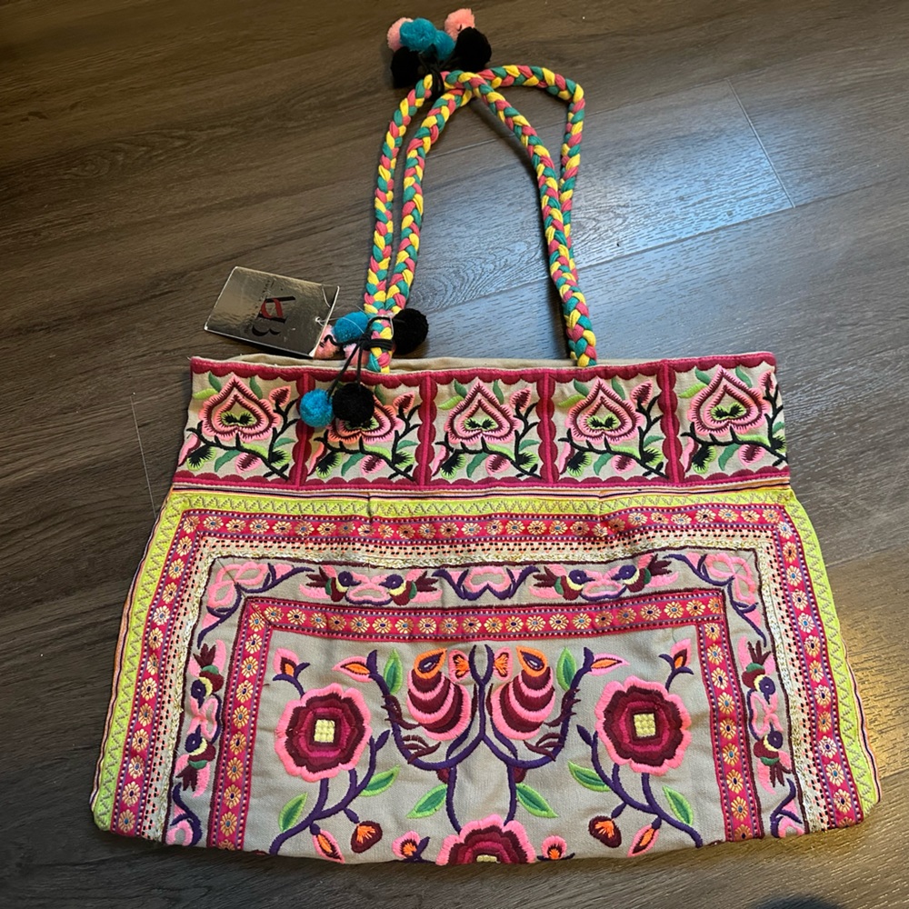 Embroidered Floral Shoulder Bag